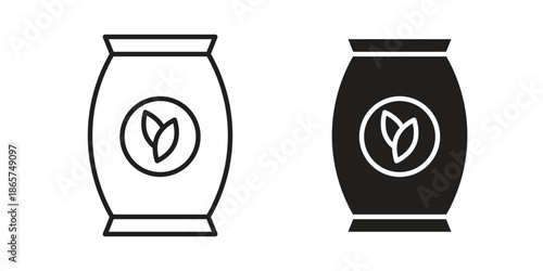 Bag seedling icons Black vector illustration for social media, app, and web