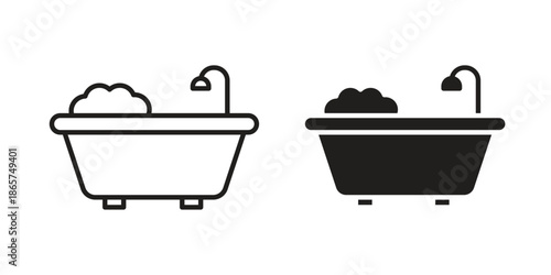 Bath icons Black vector illustration for social media, app, and web