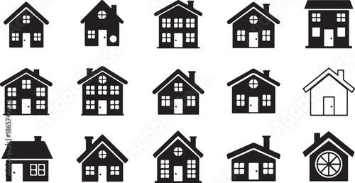 Houses icons set vector design eps