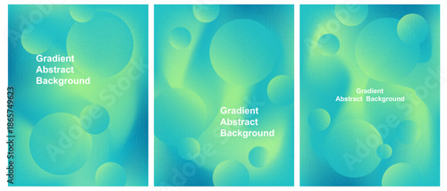 Teal and cyan abstract gradient background with circles and glassmorphism effect.