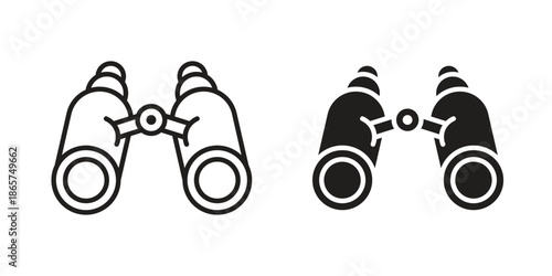 Binoculars icons Black vector illustration for social media, app, and web
