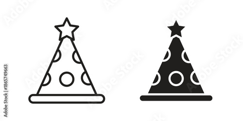 Birthday hat icons Black vector illustration for social media, app, and web