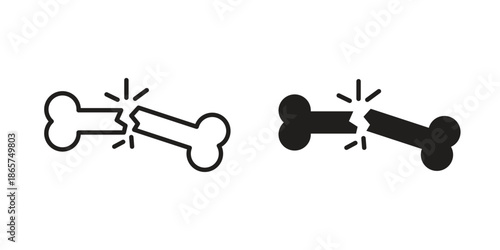 Bone break icons Black vector illustration for social media, app, and web