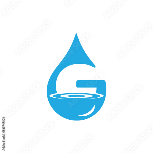 Modern blue water droplet logo with letter G