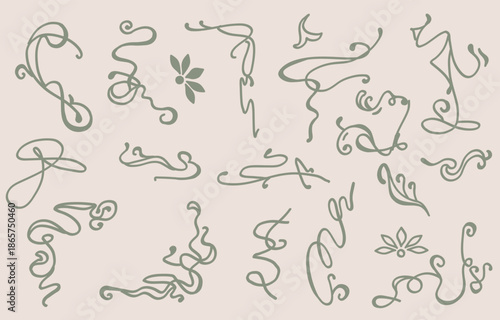 Line element object border frame with nouveau and art deco style