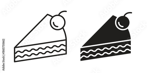 Cake-slice icons Black vector illustration for social media, app, and web