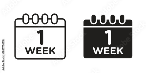 Calendar week icons Black vector illustration for social media, app, and web