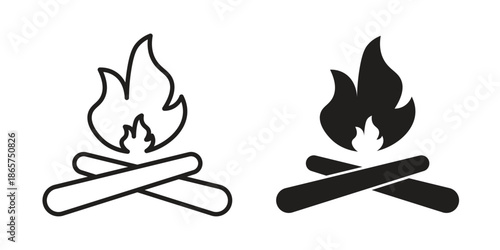 Campfire icons Black vector illustration for social media, app, and web