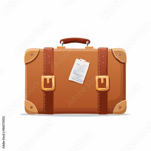 Suitcase Vintage Sign Emoji Icon Illustration. Travel Bag Vector 