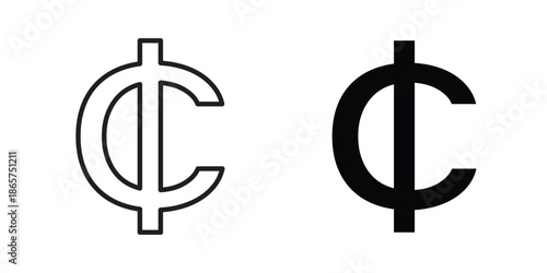 Cedi signs Black vector illustration for social media, app, and web