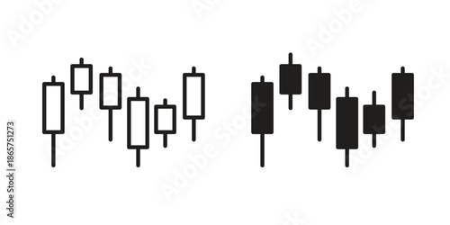 Chart candlestick icons Black vector illustration for social media, app, and web