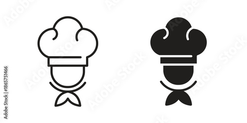 Chef icons Black vector illustration for social media, app, and web