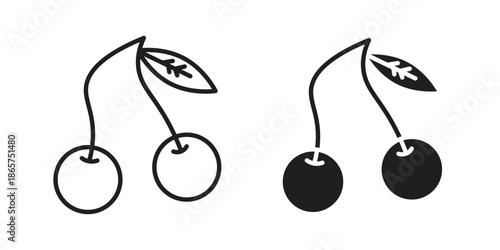 Cherry icons Black vector illustration for social media, app, and web