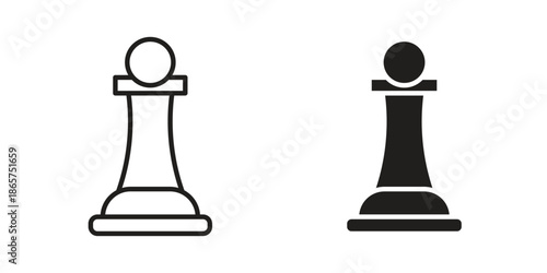 Chess pawn icons Black vector illustration for social media, app, and web