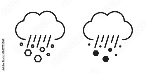 Cloud hail icons Black vector illustration for social media, app, and web