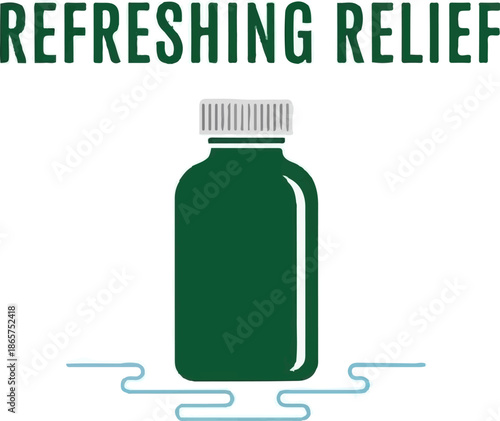 A green bottle with a ribbed cap, a health elixir, surrounded by flowing water