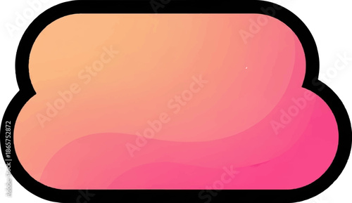 A softly rounded black-bordered shape with a smooth, organic gradient fill from peach to hot pink, suggesting a bubble or cloud form