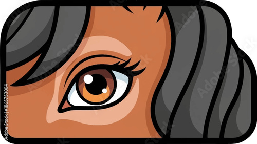 Cartoonish close-up of a brown horse's eye and mane