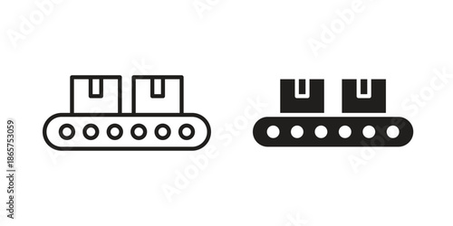 Conveyor belt icons Black vector illustration for social media, app, and web