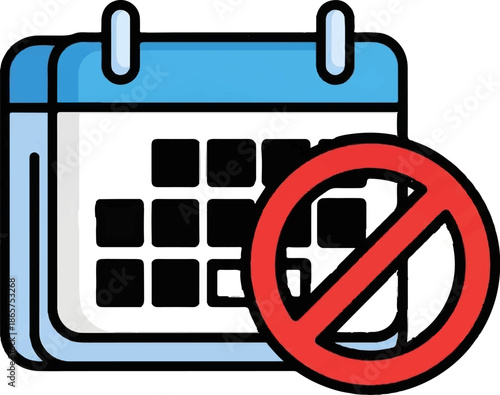 Calendar with a prohibition sign, indicating a blocked or unavailable date