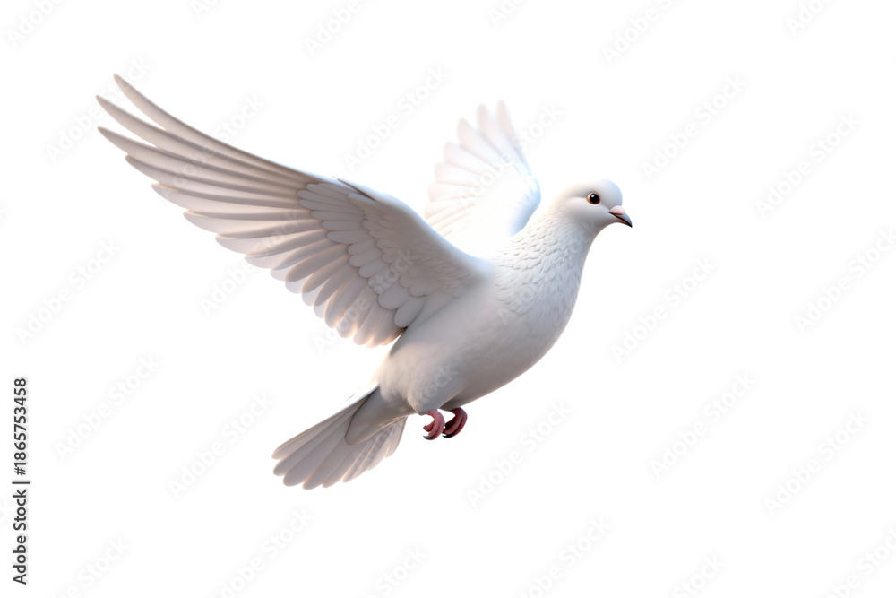Obraz premium White Pigeon Flying in Mid-Air