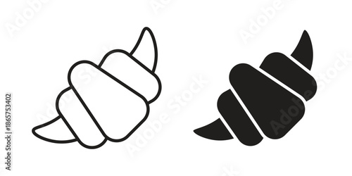 Croissant icons Black vector illustration for social media, app, and web