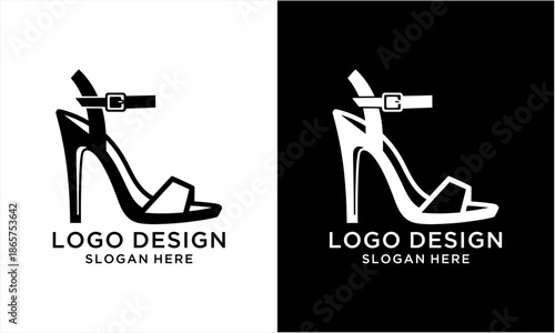 Elegant high heel shoe logo design for fashion and footwear brands.