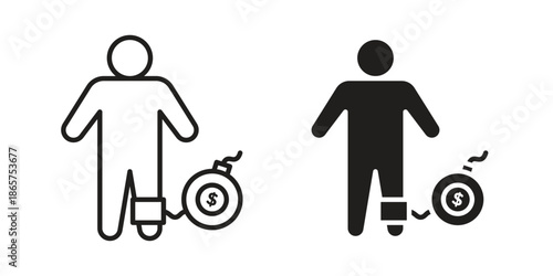 Debt icons Black vector illustration for social media, app, and web