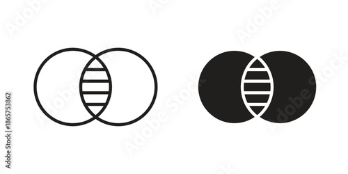 Diagram venn icons Black vector illustration for social media, app, and web