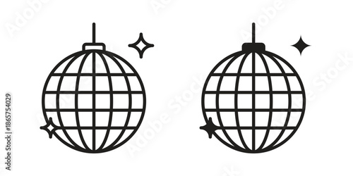 Disco ball icons Black vector illustration for social media, app, and web