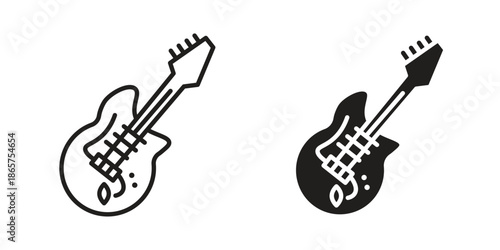 Electric Guitar icons Black vector illustration for social media, app, and web