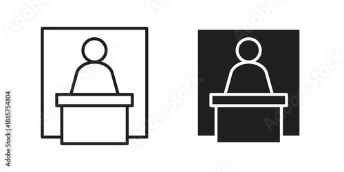 Exhibitor icons Black vector illustration for social media, app, and web
