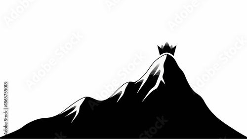 Majestic mountain peak crowned with a regal symbol of power and achievement.