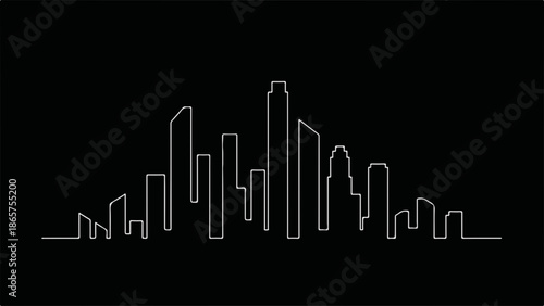 Modern city skyline silhouette on a dark background, representing urban growth and architecture.