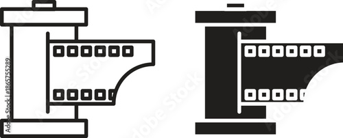 Film canister icons Black vector illustration for social media, app, and web