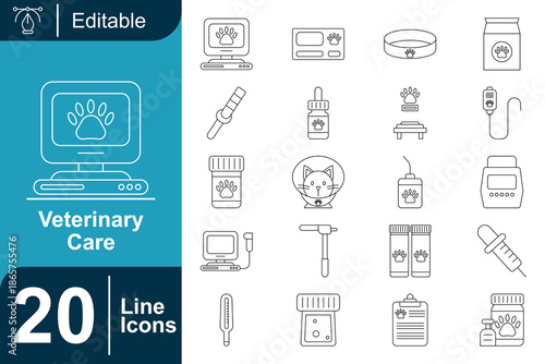 Veterinary Care Line Icons