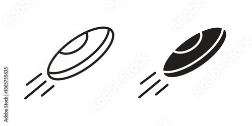 Flying disc icons Black vector illustration for social media, app, and web