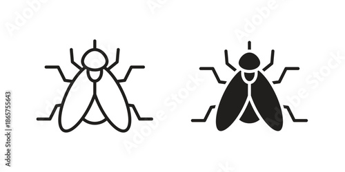 Fly insect icons Black vector illustration for social media, app, and web