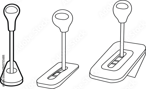 Car manual and automatic gear shift stick lever set for automotive transmission and vehicle driving vector