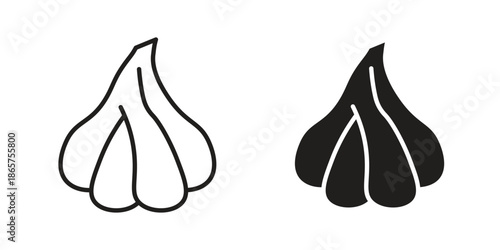 Garlic icons Black vector illustration for social media, app, and web