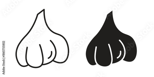 Garlic icons Black vector illustration for social media, app, and web