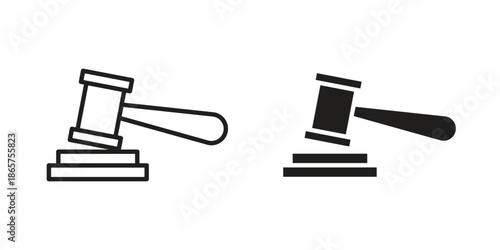 Gavel icons Black vector illustration for social media, app, and web