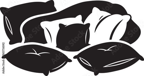 Black and White Pillow Silhouette Graphic Design