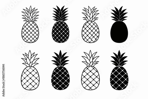 Simple pineapple silhouettes against a dark background design