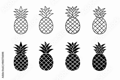 Simple pineapple silhouettes against a plain background design