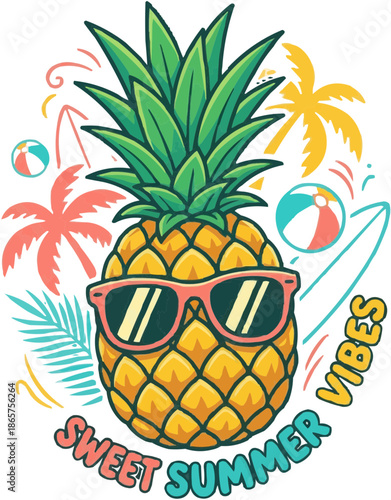a vibrant pineapple club t shirt design with bold red graphics