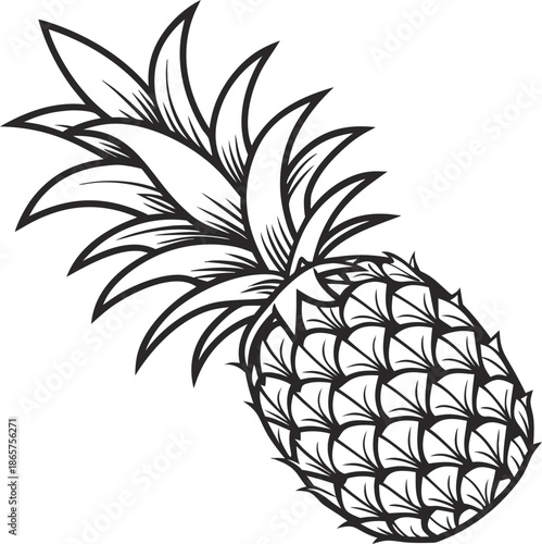 Detailed outline of a pineapple fruit icon on a white background