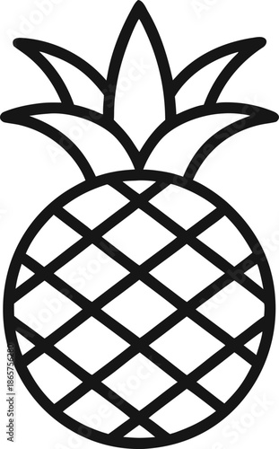 Simple outline of a pineapple icon on a white background