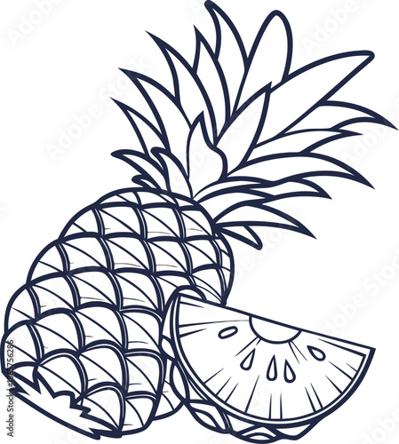 A simple outline of a pineapple on a plain white background
