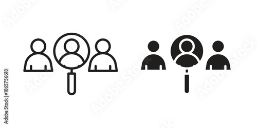 Hiring icons Black vector illustration for social media, app, and web